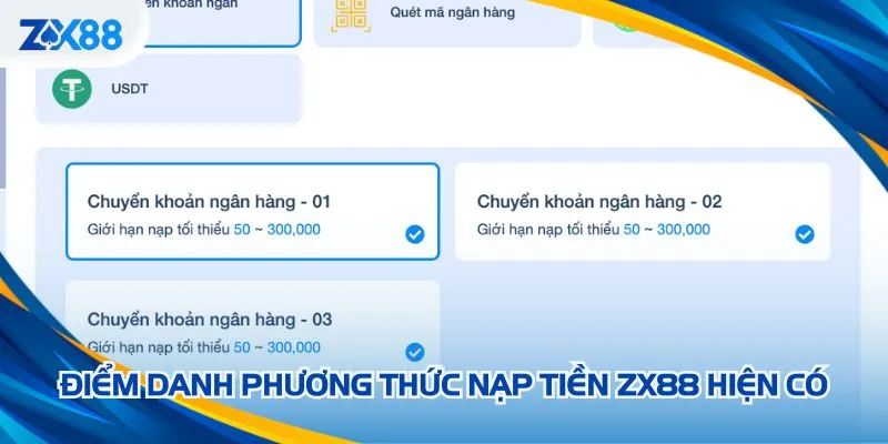Điểm danh phương thức nạp tiền ZX88 hiện có